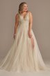 Plunging-V Illusion Beaded Bodice Wedding Dress Galina Signature LBSWG837