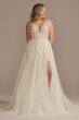 Beaded Plunge Illusion Bodysuit Wedding Dress Galina Signature MBSWG837