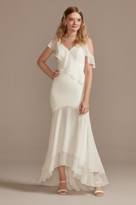 Asymmetrical Neck Chiffon Dress with Ruffled Hem DB Studio SDWG0932