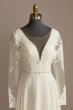 Long Sleeve Lace Applique Plunging Wedding Dress Galina Signature SLLBSWG842