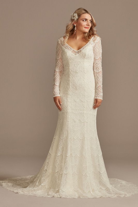 Hand Beaded Lace Long Sleeve Wedding Dress Melissa Sweet SLMS251206