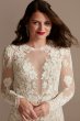 Long Sleeve Sequin Floral Applique Wedding Dress Galina Signature SLSWG843