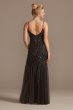 Beaded Overlay Spaghetti Strap Dress with Godets David's Bridal WGINSLD2891