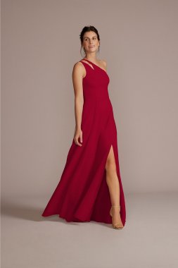 Tall Chiffon One-Shoulder Cutout Bridesmaid Dress David's Bridal 4XLF20458