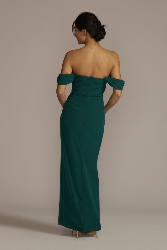 Tall Stretch Crepe Off-Shoulder Bridesmaid Dress Galina Signature 4XLGS290059