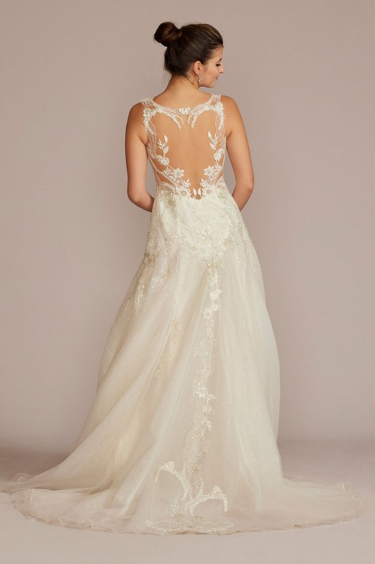 Drop Waist Beaded Applique Tall Wedding Gown Galina Signature 4XLSWG923