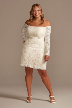 Long Sleeve Off Shoulder Stretch Lace Plus Dress DB Studio 9SDWG0979