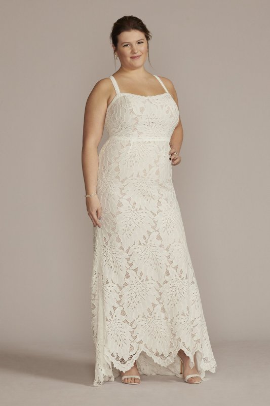 Floral Lace Halter Sheath Plus Size Wedding Gown DB Studio 9WG4055