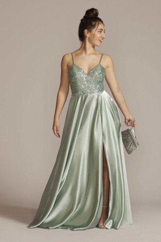 Satin Prom Dress with Beaded Bodice Jules and Cleo D24NY22004