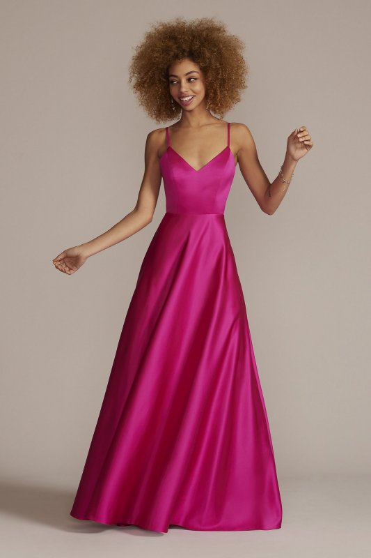 Satin Spaghetti Strap A-Line Prom Dress Jules and Cleo D24NY22005