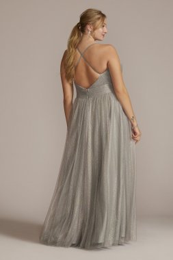 Bead and Sequin Embellished Mesh Overlay Gown David's Bridal WGIN18924