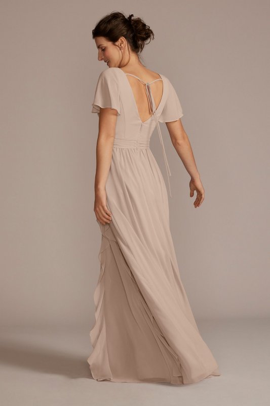 Chiffon Flutter Sleeve Ruffle Bridesmaid Dress David's Bridal F20487