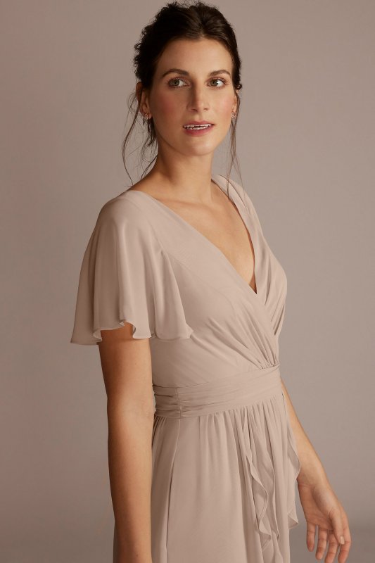 Chiffon Flutter Sleeve Ruffle Bridesmaid Dress David's Bridal F20487