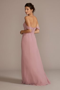 Chiffon Cowl Off-the Shoulder Bridesmaid Dress David's Bridal F20538