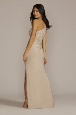 Ruched Jersey One-Shoulder Bridesmaid Dress David's Bridal F20543