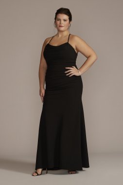 Stretch Crepe Cowl Neck Strappy Bridesmaid Dress Galina Signature GS290054