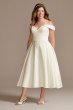 Off the Shoulder Satin Tea-Length Wedding Dress DB Studio MIDWG3979