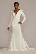 Long Sleeve Crepe Mermaid Gown with Illusion Sides Galina Signature SWG919