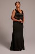 Plus Size Long Crepe Sheath Gown with Cutouts David's Bridal VW21012DW