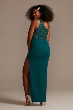 Long One Shoulder Crepe Dress with Leg Slit DB Studio WBM2741