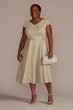 Plus Size Metallic Tea-Length A-Line Dress Oleg Cassini WBM2809W