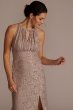 Stretch Lace Sheath Dress with Embellished Keyhole Oleg Cassini WBM2830