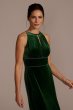 Embellished Velvet Sheath Dress with Keyholes Oleg Cassini WBM2833