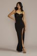 Spaghetti Strap Crepe and Satin Sheath with Slit DB Studio WBM3020