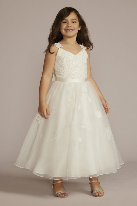 Floral Lace Tea Length Flower Girl Dress DB Studio WG1459