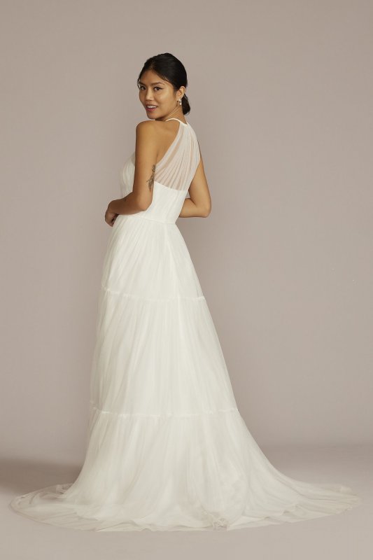 Halter Tulle Wedding Gown with Tiered Skirt DB Studio WG4050