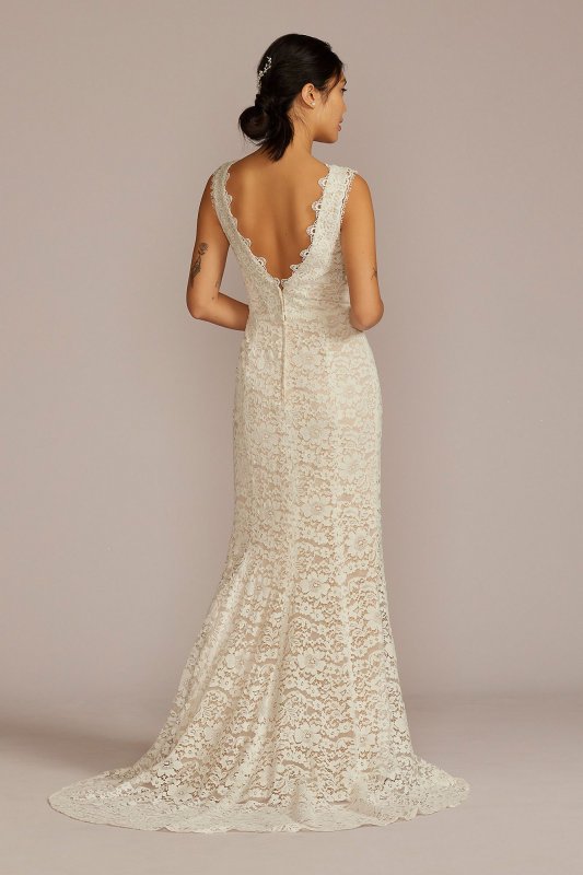 Allover Lace Tank Wedding Gown with V-Back Detail DB Studio WG4061