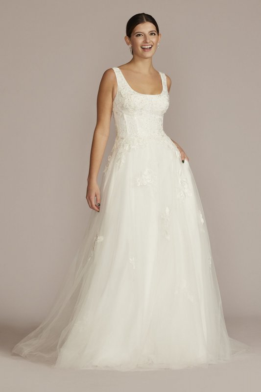 Floral Scoop Neck Sleeveless Wedding Gown DB Studio WG4062