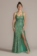 Spaghetti Strap Sequin Sheath Dress with Slit Jules and Cleo WGINP2011B