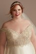 Beaded Bodice Off Shoulder Tall Plus Wedding Dress Oleg Cassini 4XL8CWG890