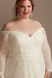 Leafy Lace Off Shoulder Tall Plus Wedding Dress Oleg Cassini 4XL8CWG891