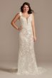 3D Floral Plunge Tall Bodysuit Wedding Dress Galina Signature 4XLMBSWG885