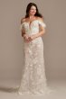 3D Floral Plunge Tall Bodysuit Wedding Dress Galina Signature 4XLMBSWG885