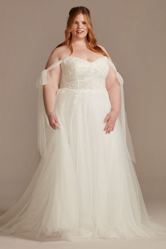 Convertible Straps Draped Plus Size Wedding Dress Melissa Sweet 8LSMS251246