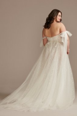 Embroidered Cap Sleeve Illusion Wedding Dress Melissa Sweet 4XLMS251199