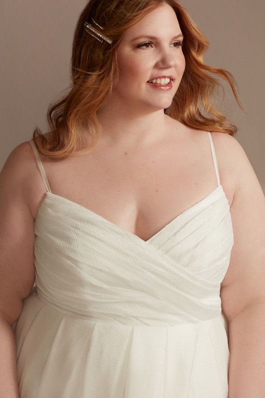 Pleated A-Line Plus Size Wedding Dress with Slit DB Studio 9WG4029