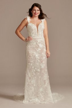 High-Low Tea-Length Corded Lace Wedding Dress Galina WG3925