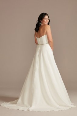 Chiffon Halter Plunge Beaded Waist Wedding Dress DB Studio WG4014