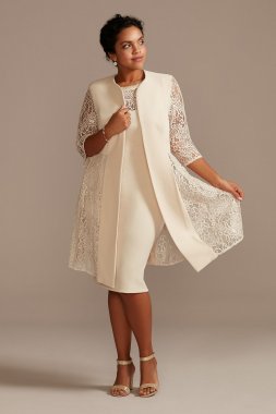 Plus Short Dress and Jacket with Lace Detail Le Bos 29486W