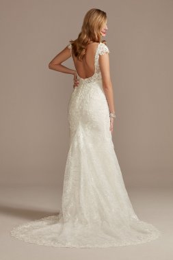 Tall Sheath Wedding Dress with Beaded Swag Back Galina Signature 4XLSWG884