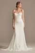 Beaded Lace Petite Wedding Dress with Back Strap Galina Signature 7LBSV830