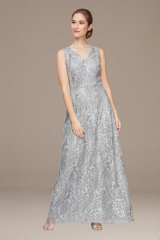 Sleeveless Embroidered Tulle Gown with Shawl Alex Evenings 81171077