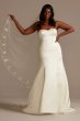 Satin Plus Size Wedding Dress with Cathedral Train Oleg Cassini 8CWG896