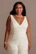 Scalloped Lace V-Neck Wide-Leg Plus Size Jumpsuit DB Studio 9SDWG0931