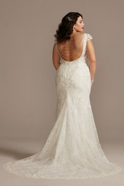 Sheath Plus Wedding Dress with Beaded Swag Back Galina Signature 9SWG884