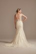 Lace Wedding Dress with Cutout Cathedral Train Oleg Cassini CWG895